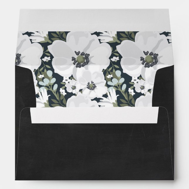 Chalkboard Wedding Envelope with Anemone Flowers (Back (Bottom))