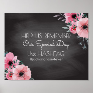 Chalkboard Wedding Hashtag Sign Social Media