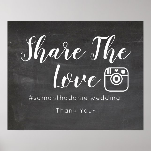 Chalkboard  Wedding Instagram sharing sign (Front)