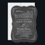 Chalkboard Wedding Invitation 2<br><div class="desc">Romantic double hearts accent this vintage wedding invitation on an illustrated chalkboard background. If additional items are needed for your event,  just contact us at prettyfancyinvites@gmail.com</div>