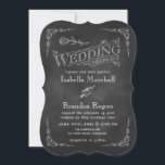 Chalkboard Wedding Invitation 2<br><div class="desc">Romantic double hearts accent this vintage wedding invitation on an illustrated chalkboard background. If additional items are needed for your event,  just contact us at prettyfancyinvites@gmail.com</div>