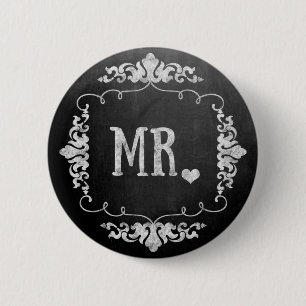 Chalkboard Wedding  "Mr." 6 Cm Round Badge