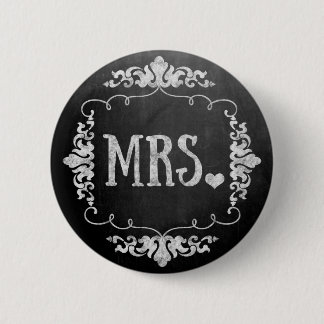 Chalkboard Wedding "Mrs." Button Pin