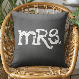 Chalkboard Wedding Mrs. Woman Cushion