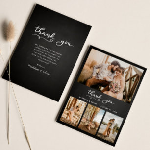 Chalkboard Wedding Multi Photo Thank You Script Card