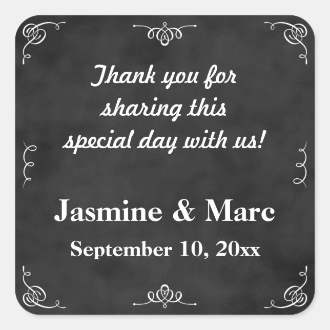 Chalkboard Wedding or Bridal Shower Favour Sticker (Front)