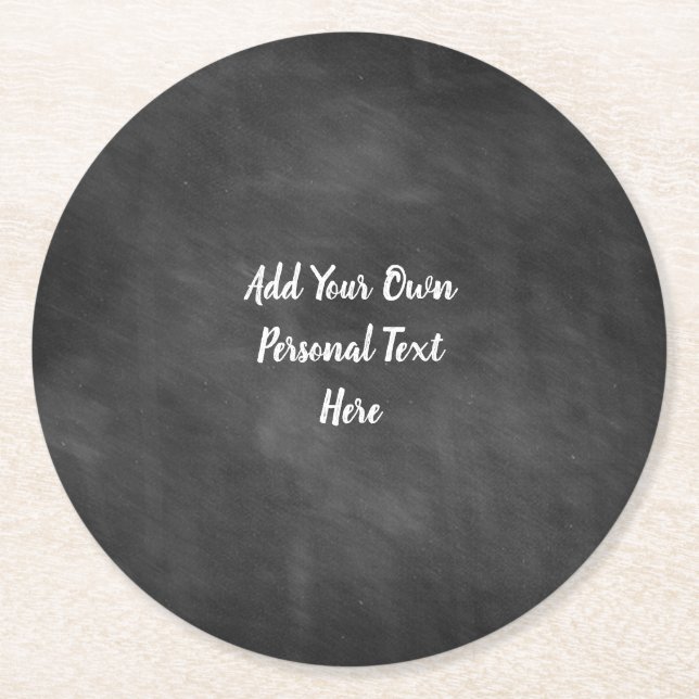 Chalkboard Wedding Personalised Text Round Paper Coaster (Front)