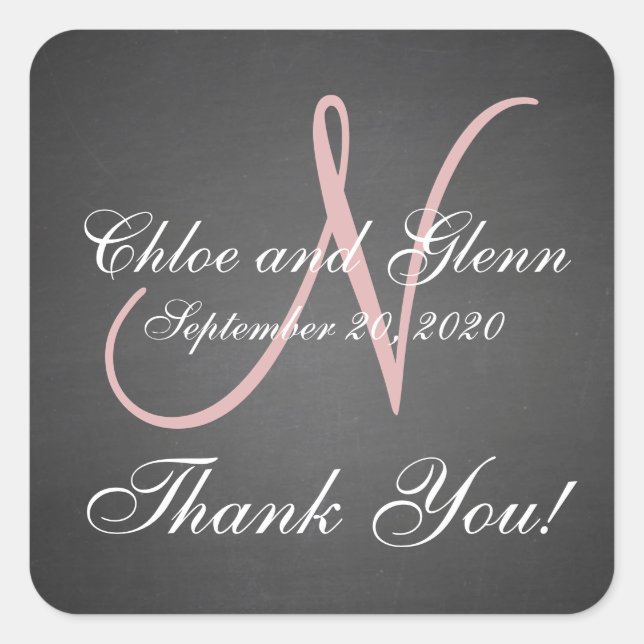 Chalkboard Wedding Personalised Thank You Sticker (Front)