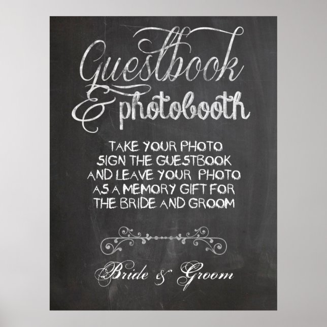 Chalkboard Wedding Photo Booth Poster (Front)