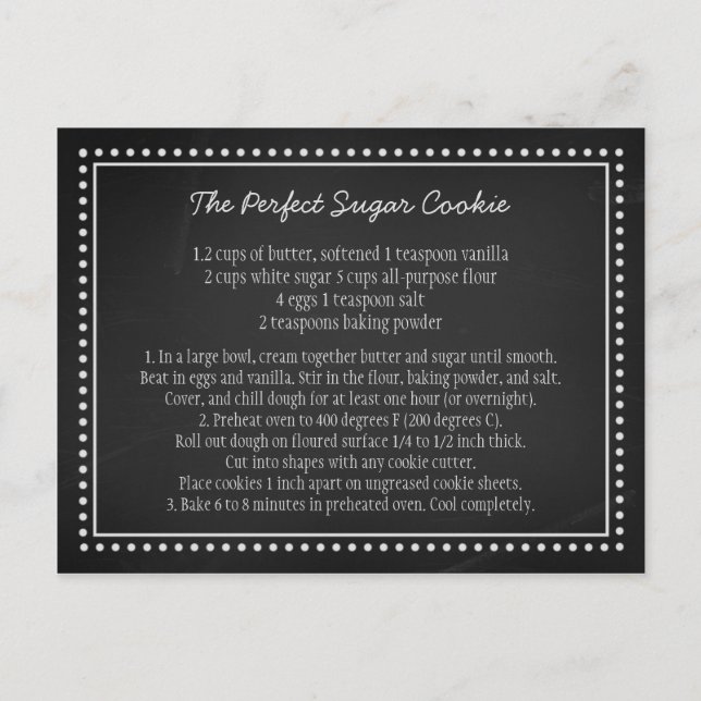 Chalkboard Wedding Recipe Favour Tag Postcard (Front)