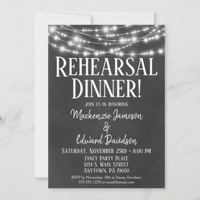 Chalkboard Wedding Rehearsal Dinner Invitation (Front)