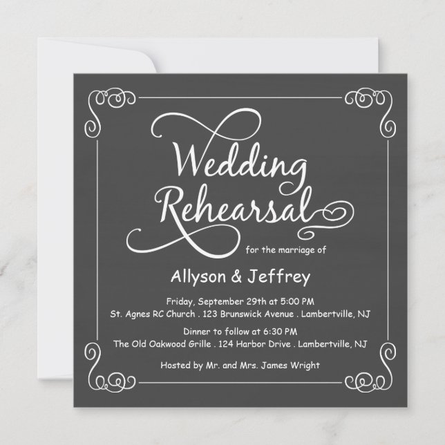Chalkboard Wedding Rehearsal Dinner Invitations (Front)