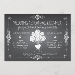 Chalkboard Wedding Rehearsal & Dinner Mason Jar Invitation
