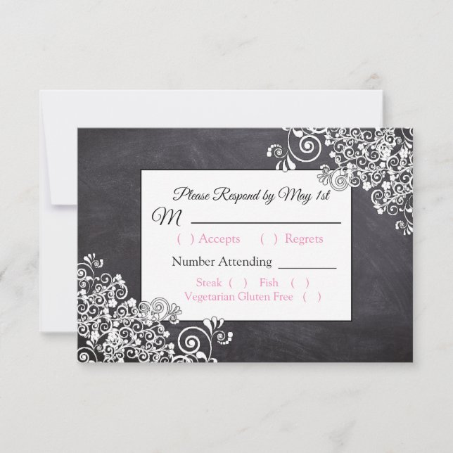 Chalkboard  Wedding RSVP card (Front)