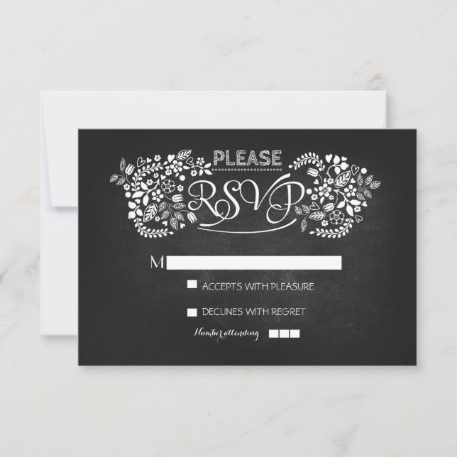 chalkboard wedding RSVP cards (Front)