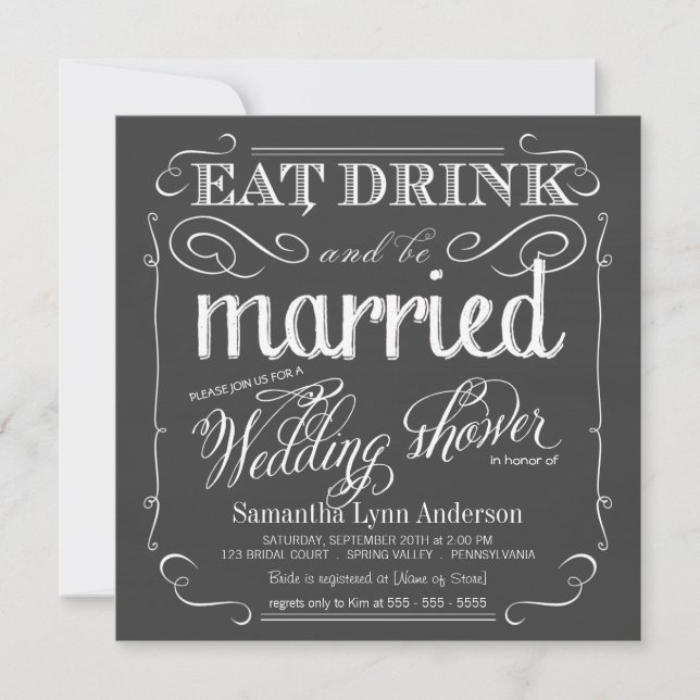 Chalkboard Wedding Shower Invitations (Front)