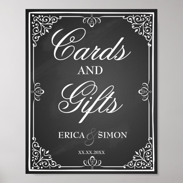 Chalkboard Wedding Sign Cards Gifts Custom (Front)