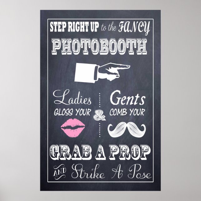 Chalkboard Wedding Sign Fancy Photobooth 20" x 30" (Front)