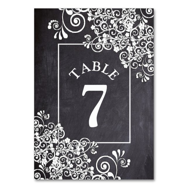 Chalkboard Wedding Table Number Card (Front)