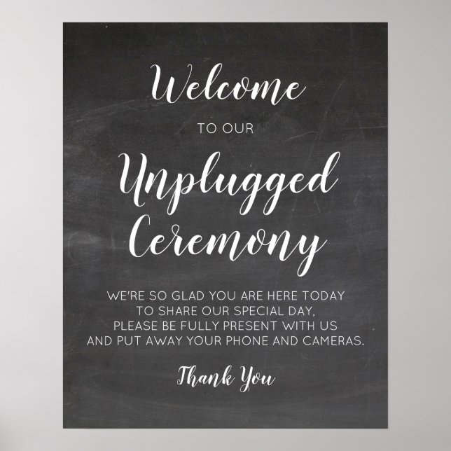 Chalkboard Wedding Unplugged Ceremony Signs (Front)