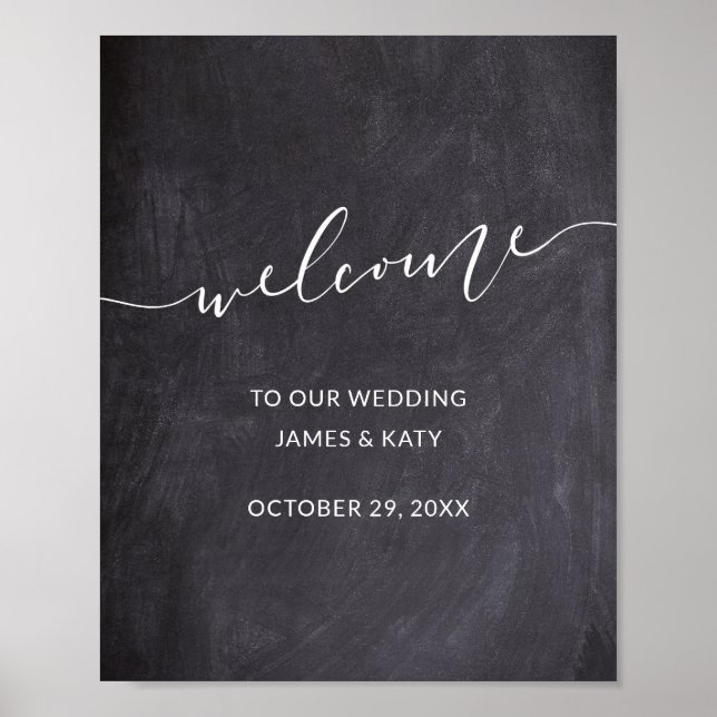 Chalkboard wedding welcome sign wedding poster (Front)