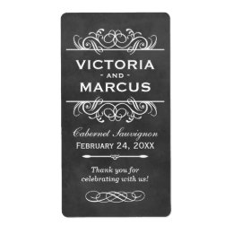 Chalkboard Wedding Wine Bottle Favour Labels