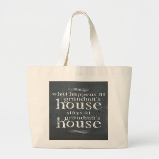 Chalkboard What Happens At Grandma's House Large Tote Bag
