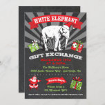 Chalkboard White Elephant Gift Exchange Inviation Invitation<br><div class="desc">Chalkboard White Elephant Gift Exchange Inviation Super Fun Christmas Gift Exchange party invitations with Old Santa Claus and Vintage Elephant clip art with great graphics and fonts on a chalkboard background done in a poster style. Great for your cool and hip White Elephant Christmas Holiday Party.</div>