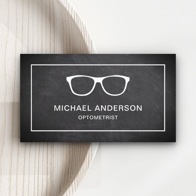 Chalkboard White Eyeglasses Eye Doctor Optometrist Business Card (Creator Uploaded)