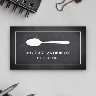 Chalkboard White Kitchen Spoon Personal Chef Business Card
