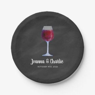 Chalkboard Wine Personalised Paper Plates