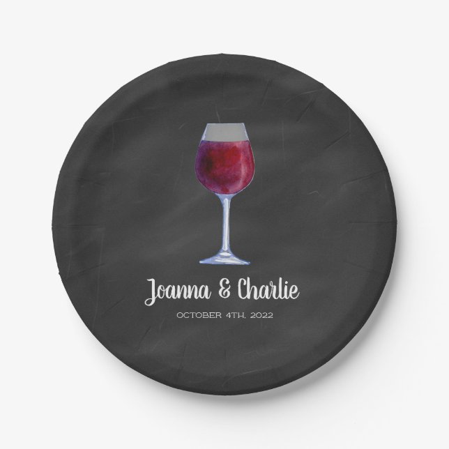 Chalkboard Wine Personalised Paper Plates (Front)