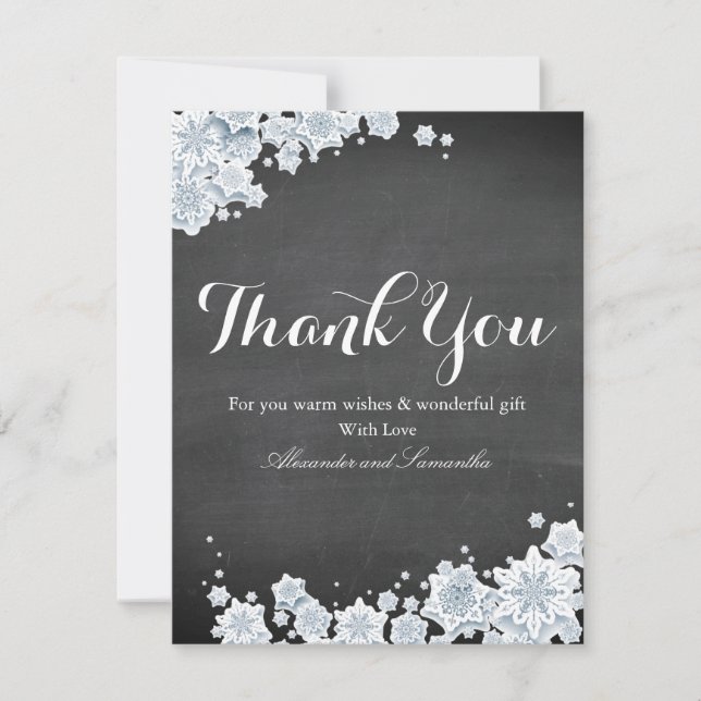 Chalkboard Winter Snowflake Thank You Card (Front)