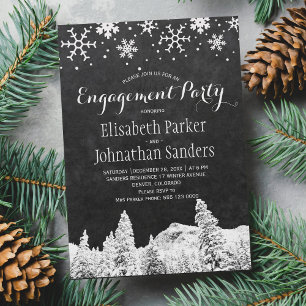 Chalkboard winter wonderland engagement party invitation