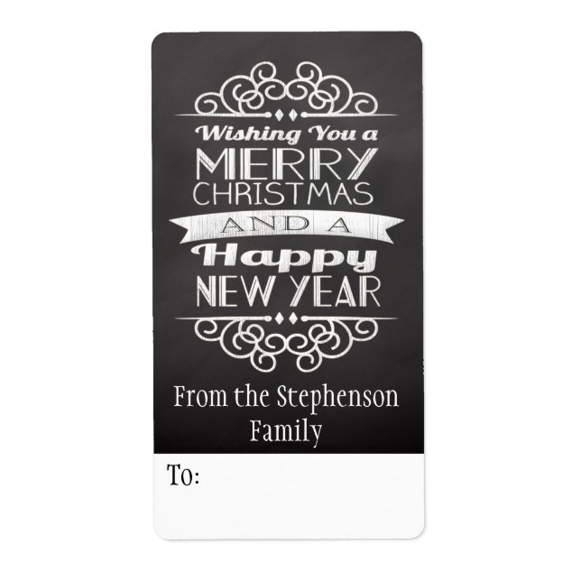 Chalkboard Wishing You Merry Christmas Gift Tag (Front)