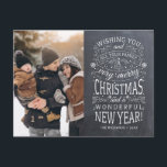 Chalkboard Wishing you Very Merry Christmas Photo Postcard<br><div class="desc">Typography driven photo holiday cards with the words "Wishing you and all your family a very merry Christmas and a wonderful New Year".</div>