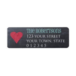 Chalkboard with heart return address label