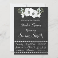 Chalkboard With White Flowers Anemone Bridal Showe