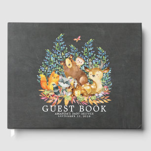 Chalkboard Woodland Baby Shower Guest Book