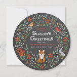 Chalkboard Woodland Wreath Christmas Photo Card<br><div class="desc">Charming woodland animals (squirrel, snow bunny, cardinal, partridge bird, and a red fox) with snowflakes, flowers, pinecones, and holly. Room on the back for your family photo or remove it for additional text. Very easy to customise. Season's Greetings! Original Illustration by pj_design. Please check my store for more like this....</div>