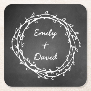 Chalkboard Wreath Custom Paper Coasters