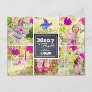 Chalked Collage Birthday Party Thank You Card