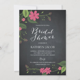 Chalked Floral Bridal Shower Invitations