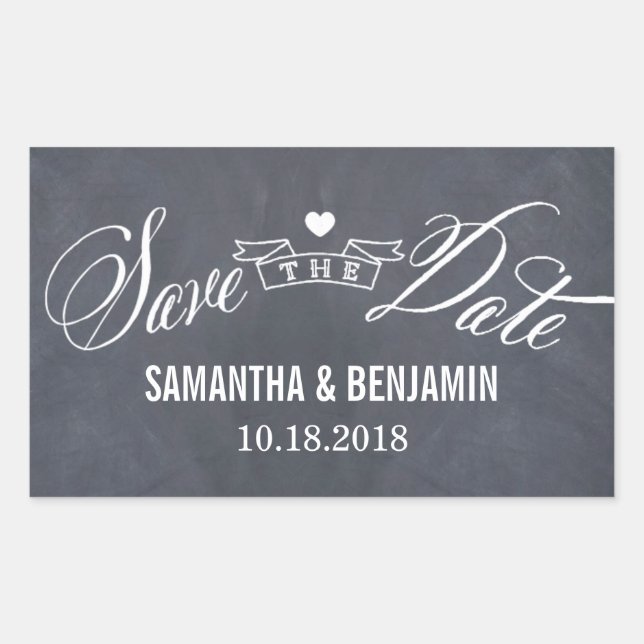 Chalked Frame Save The Date Sticker (Front)