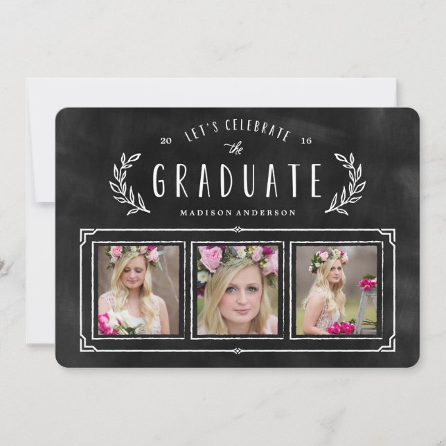 Chalked Wreath Graduation Invitation (Front)