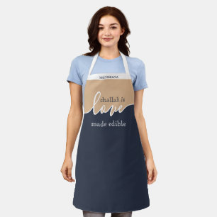 Challah is Love made Edible NAVY TAN Script Classy Apron