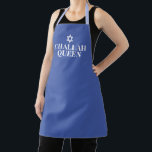 Challah Queen, Fun Modern Typography Blue  Apron<br><div class="desc">NewParkLane - Simple but elegant blue apron,  for Hanukkah,  with a 'Challah Queen' quote in a modern white typography,  against a blue background,  and a white star of David. 

Check out this collection for matching items. Do you have specific personal design wishes? Feel free to contact me!</div>