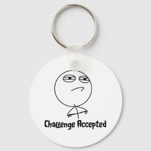 Challenge Accepted Black & White Text Key Ring