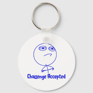 Challenge Accepted Blue & White Text Key Ring