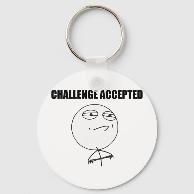 Challenge Accepted Rage Face Comic Meme Key Ring (Front)